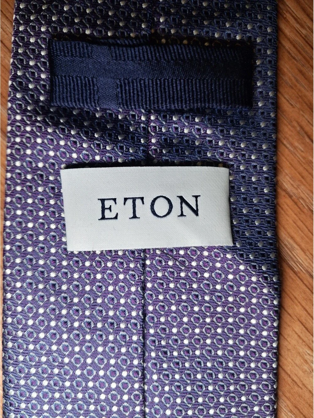 Eton 100% Silk Tie Purple Geometric Made in Italy